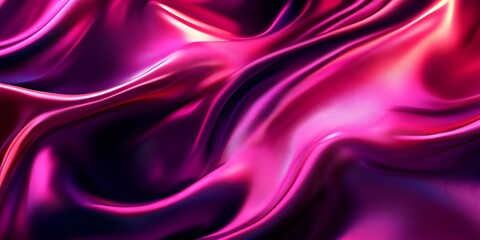 Obraz premium Luxurious magenta silk fabric with glossy highlights and fluid folds, creating a vibrant abstract texture