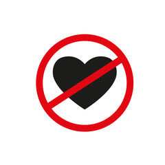 No love sign flat line symbol set.