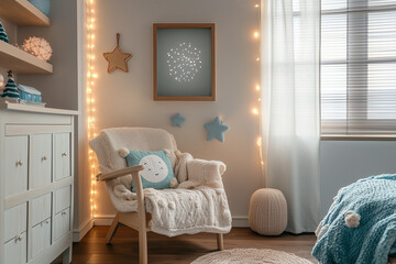 Cute kids room with wall art decoration and frame for picture