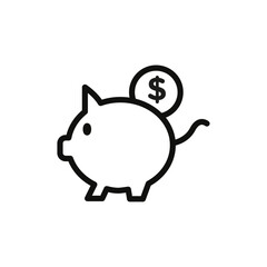 Piggy bank flat line symbol set.