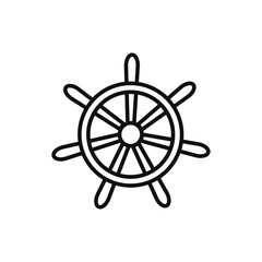 Ship wheel icon flat line symbol set.