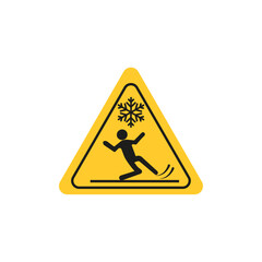 Slippery ice sign flat line symbol set.