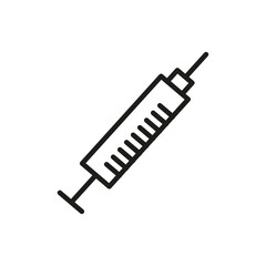 Syringe icon flat line symbol set.