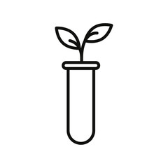 Test tube with plant icon flat line symbol set.