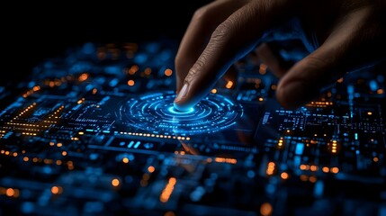 Futuristic Macro Shot CEO AI Holographic Displays Business Innovation Copy Space Stock Photo