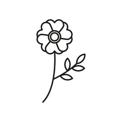 Wild rose icon flat line symbol set.