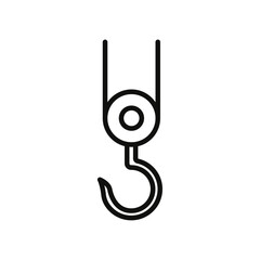 Winch hook icon flat line symbol set.