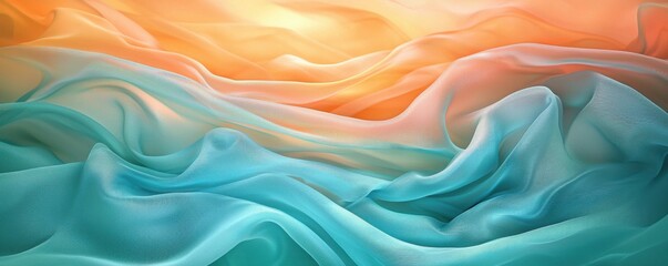 Fototapeta premium Dynamic abstract waves digital art serene environment fluid colors artistic viewpoint conceptual representation
