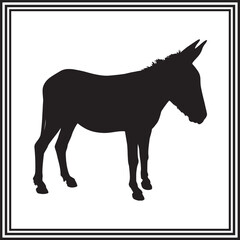 Silhouette of donkey vector illustration on white background.