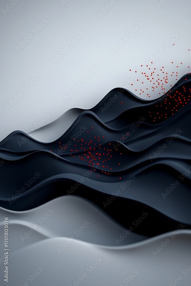 Poster surreal and captivating abstract landscape featuring inky black and midnight blue hues sprinkled wit