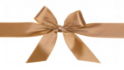 Fototapeta premium Elegant golden ribbon tied in a beautiful bow, adding a touch of sophistication to a white background