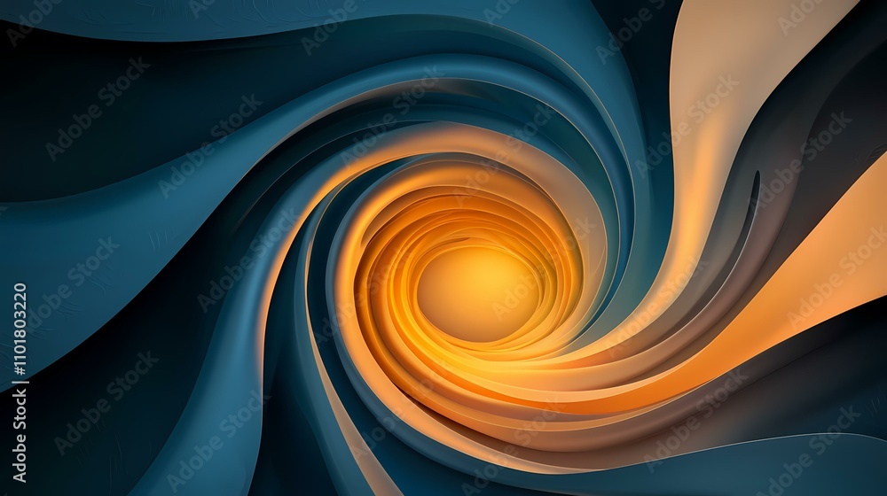 Poster the image contains an abstract swirling design with teal and orange-yellow hues. the colors blend sm