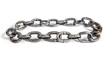 Obraz premium A metallic chain composed of interlinked links, showcasing a robust and industrial design.