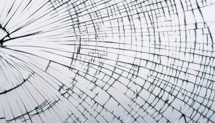 Obraz premium Close up of shattered glass surface, radiating cracks illustrating force and damage