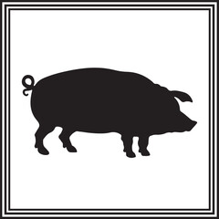 Silhouette of pig vector illustration on white background.