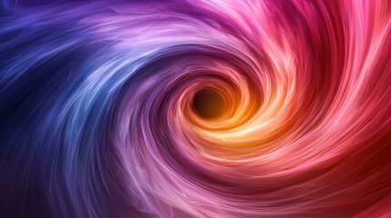 The image contains a swirling vortex of vibrant colors, transitioning smoothly from deep blues and purples in the outer edges to warm oranges and reds at the center, creating a mesmerizing effect.