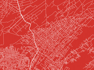 Christmas Map of Villa Vicente Guerrero, Mexico in Snowy White on Festive Red Background.