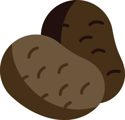 Two whole potatoes with skin, lying side by side, vector illustration on white background