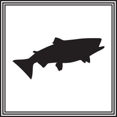 Bass fish silhouette illustration isolated on white background