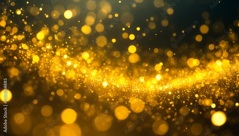 Poster a captivating yellow glow particle abstract bokeh background with shimmering golden hues, perfect fo