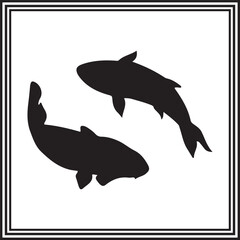 Carp fish silhouette illustration isolated on white background