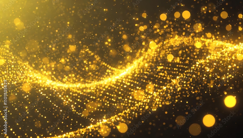 Poster radiant yellow glow particle abstract bokeh background with soft, dreamy light effects and glitterin