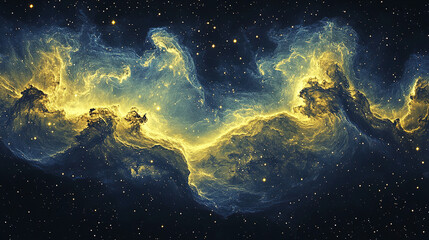 Obraz premium Stunning cosmic nebula displaying vibrant colors and intricate formations in deep space at night. Generative AI