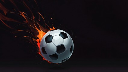 Naklejka premium Fiery Soccer Ball on Black Background