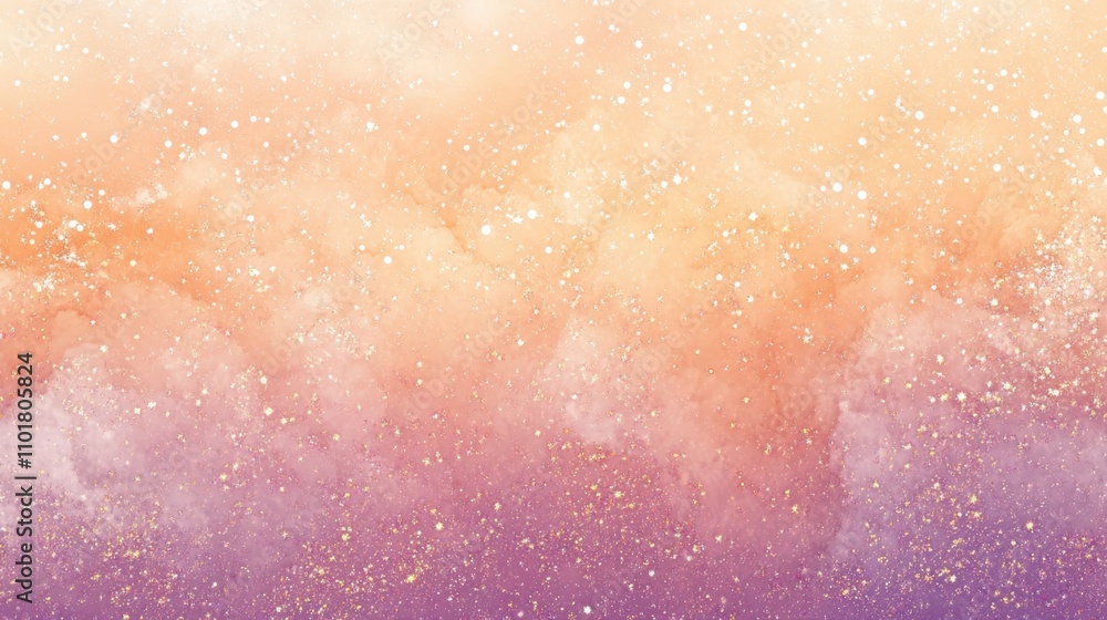 Wall mural peach, purple, and gold glitter galaxy watercolor background