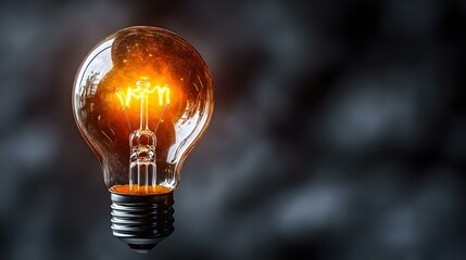 Close Up Glowing Lightbulb Macro Shot Symbolizing Sudden Idea with Ample Copy Space for Epiphany Ads