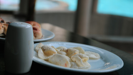 Krupuk or Kerupuk, traditional Indonesian crackers, made from flour and spices