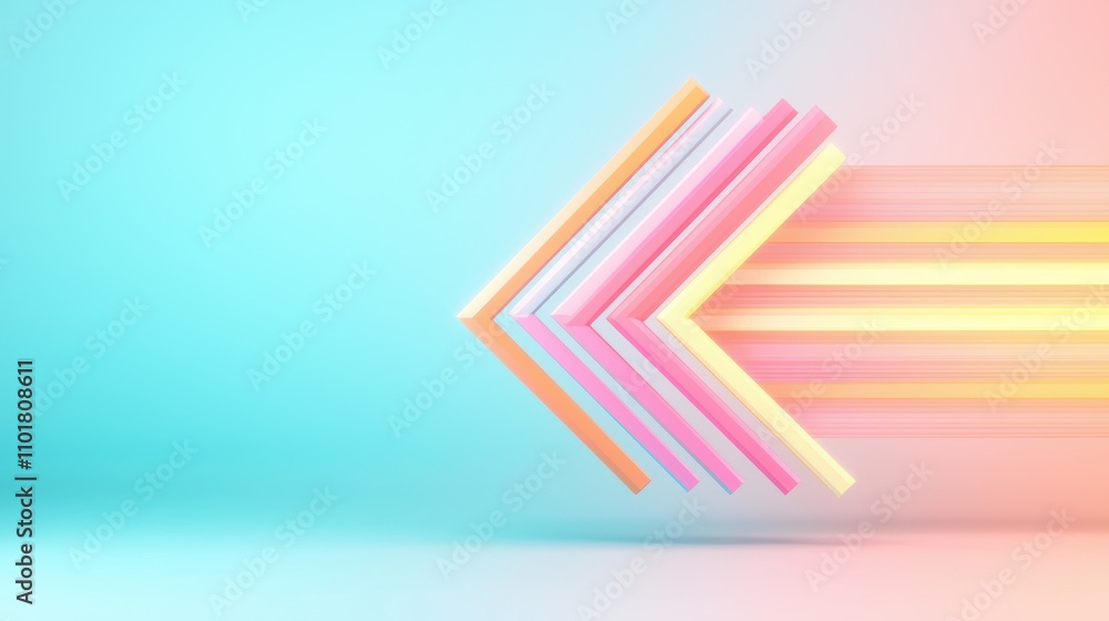 Poster a vibrant, abstract design featuring colorful arrows, suggesting movement and direction against a so