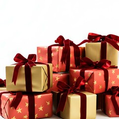 Ein sauberes, isoliertes Bild von festlich verpackten Geschenken, ideal f&uuml;r E-Commerce, Gru&szlig;karten oder Werbedesigns.
