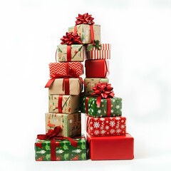 Festliche Geschenke, die sauber gestapelt sind und sich hervorragend f&uuml;r saisonale Designs und Werbezwecke eignen.