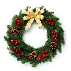 Ein detailliertes und festliches Kranzbild, perfekt f&uuml;r den Einsatz in Grafikdesign, druckbaren Weihnachtskarten oder saisonalen Marketingmaterialien.