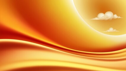 Abstract orange and yellow wave design with a hint of sky and clouds. Warm, vibrant, and evocative of summer or sunset.