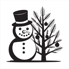 set of vector different types of snowman silhouette