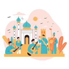 Fototapeta premium Famous Landmark colorful flat illustration. Global Travel And Journey illustration. flat illustration design.
