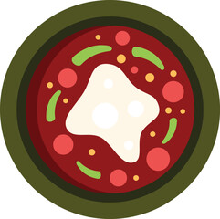 This vector illustration features a delicious soup dish served in a bowl, perfect for projects related to food, dining, and culinary arts