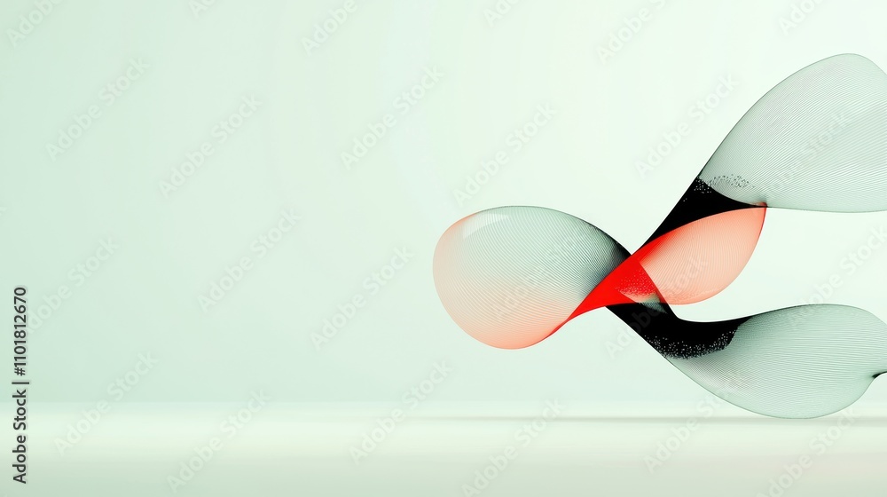 Poster abstract composition featuring flowing shapes and colors, creating a sense of movement and elegance 