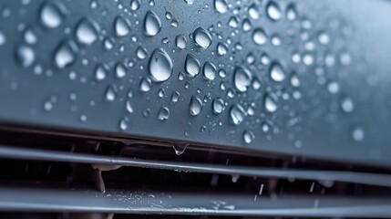 Water droplets condense on an air conditioner