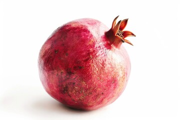Fresh red pomegranate fruit on a clean white background