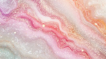 Obraz premium Pink Glitter Agate Marble Texture Abstract Swirls, Shimmering Background