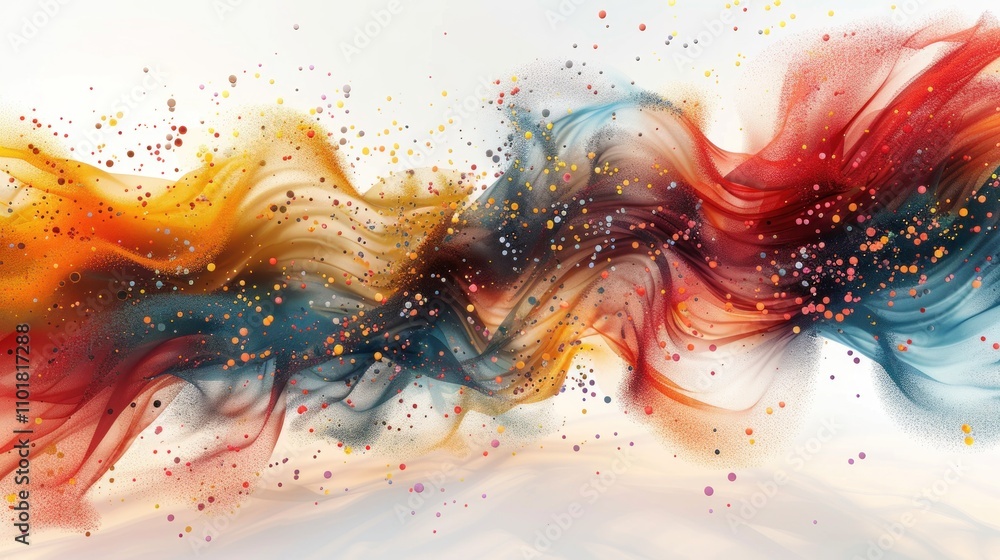 Aufkleber abstract colorful waves with particles, evoking a sense of motion and creativity.