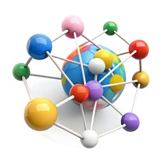 Obraz premium Abstract Colorful Map Interconnected Points Global Connections Diverse Communities Copy Space Photo Stock