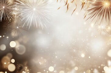 Celebration fireworks illuminate a festive atmosphere in a soft glow of lights