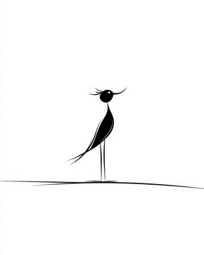 recommend clip art: Minimalistic stick figure drawing of a robin bird in black ink, featuring a simple and elegant design highlighting its distinct outline and form on a clean white background.