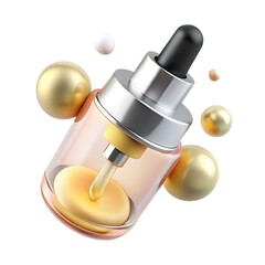 Elegant Rejuvenating Facial Serum Bottle Close Up with Botanical Elements for Spa Wellness Branding