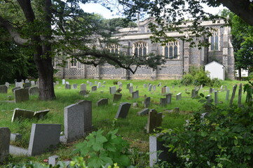 Church graveyard in summer