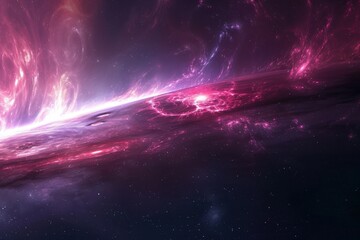 Majestic magenta and purple nebula with glowing center and swirling energy